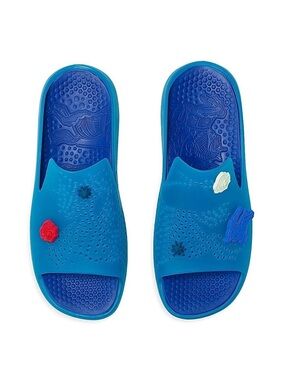 Burberry Mens Stingray Perforated Rubber Slides in Midnight Blue